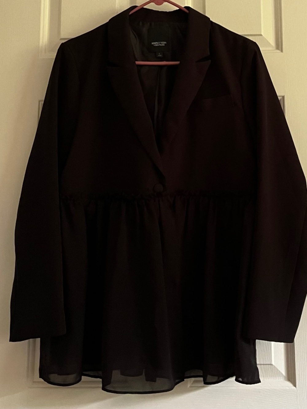 Vera Wang Black One Button Jacket Size L